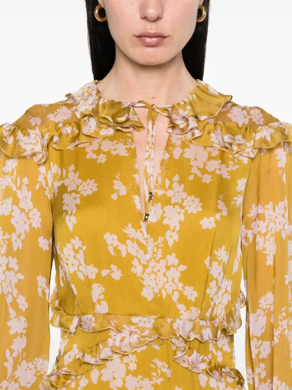 ☆ELISABETTA FRANCHI イエロー ドレス Elisabetta Franchi プリント ミニドレス | イエロー | FARFETCH JP