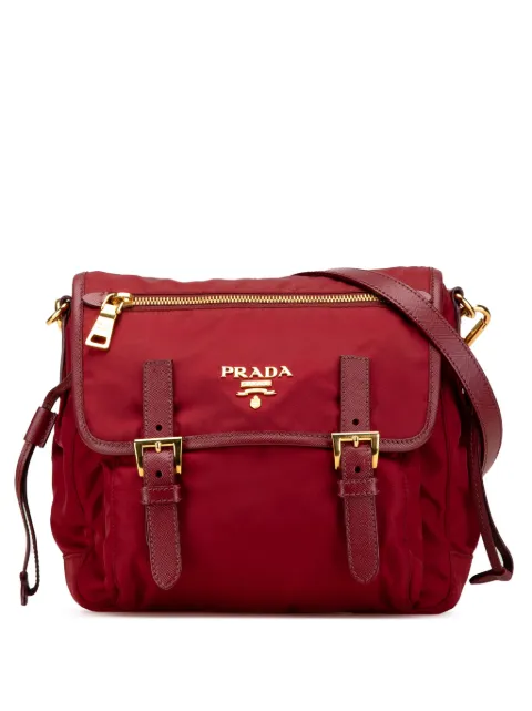 Prada Pre-Owned 2010-2024 Saffiano Trimmed Tessuto Zip Double Buckle Messenger Bag crossbody bag