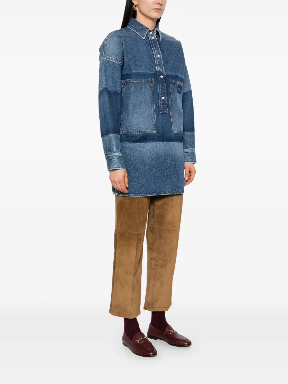 Gucci Gelaagde denim mini-jurk Blauw
