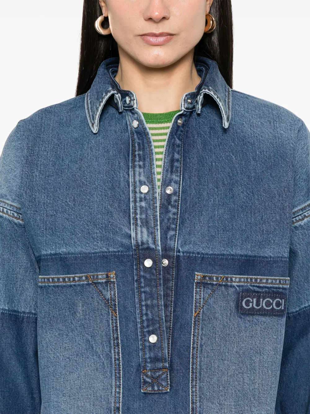 Gucci Gelaagde denim mini-jurk Blauw