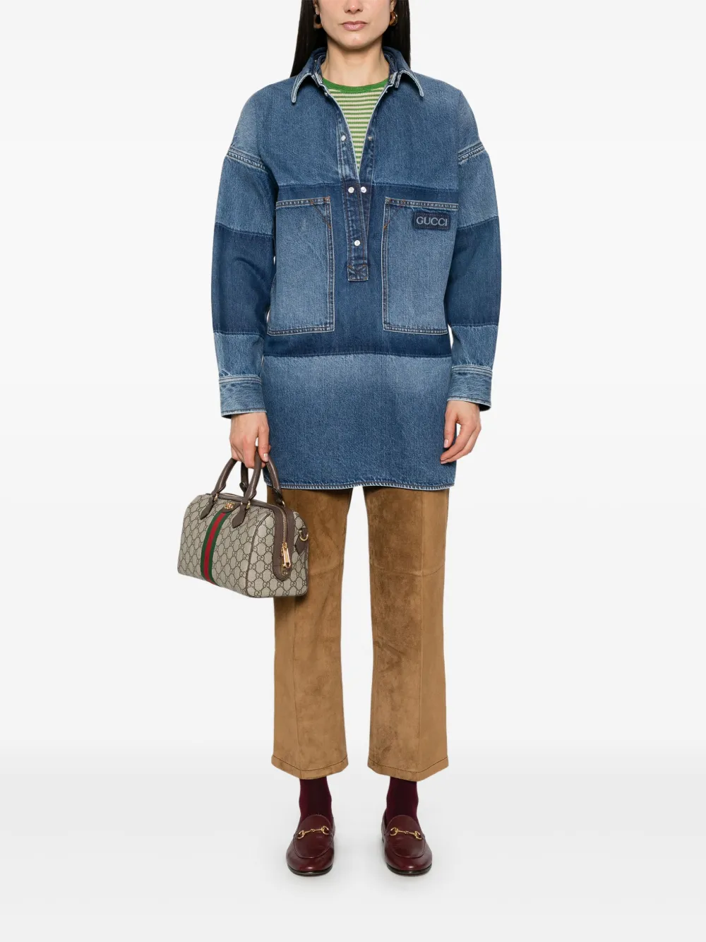 Gucci Gelaagde denim mini-jurk - Blauw