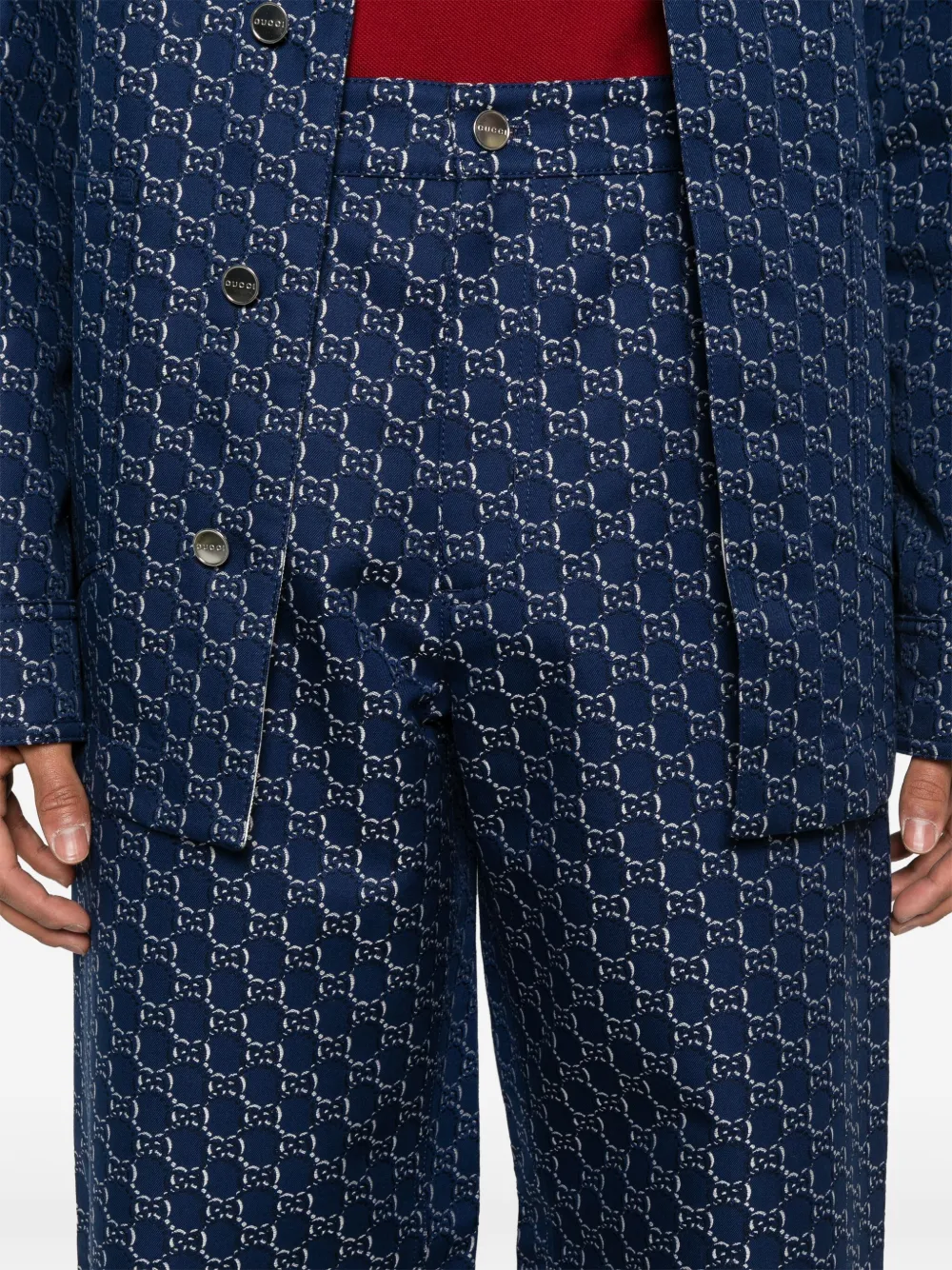 Gucci Katoenen broek met GG Shadow-jacquard Blauw