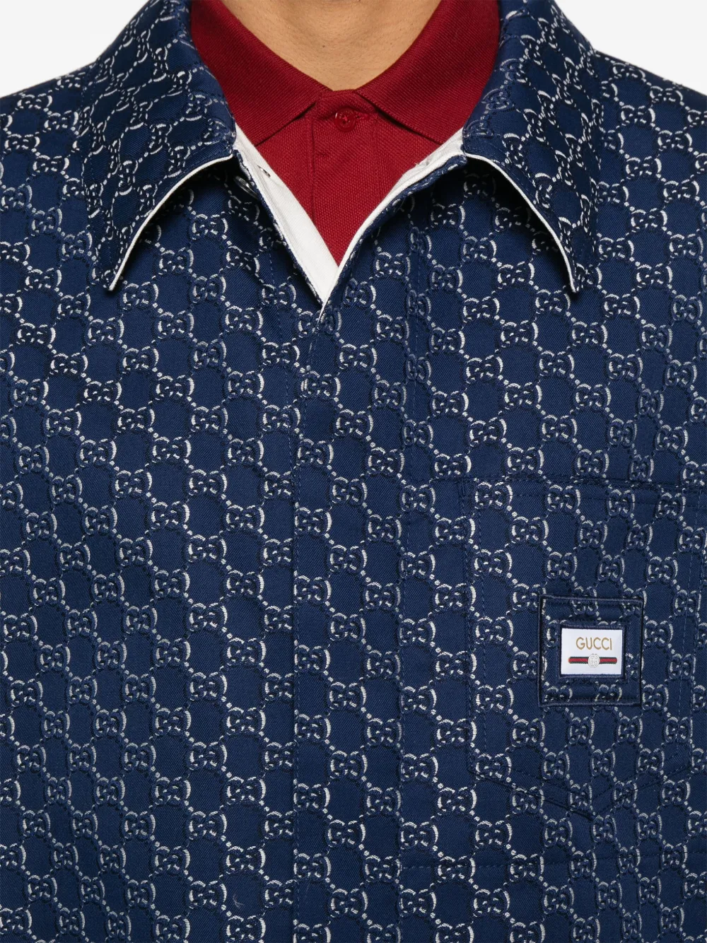 Gucci Katoenen jack met GG Shadow-jacquard Blauw