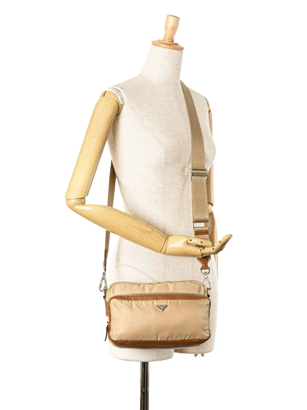 Prada Pre-Owned 2000-2013 Leather Trimmed Tessuto Camera Bag crossbody bag - Bruin