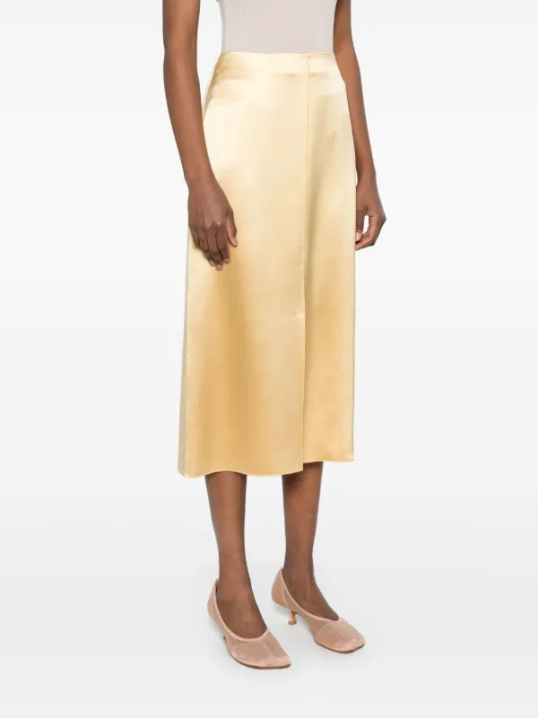 DT MaxMara ★ サテン素材 ミディ スカート CANNES ゴールド Altuzarra サテンミディスカート | イエロー | FARFETCH JP