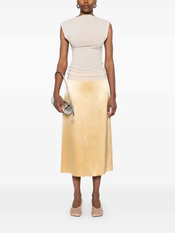DT MaxMara ★ サテン素材 ミディ スカート CANNES ゴールド Altuzarra サテンミディスカート | イエロー | FARFETCH JP