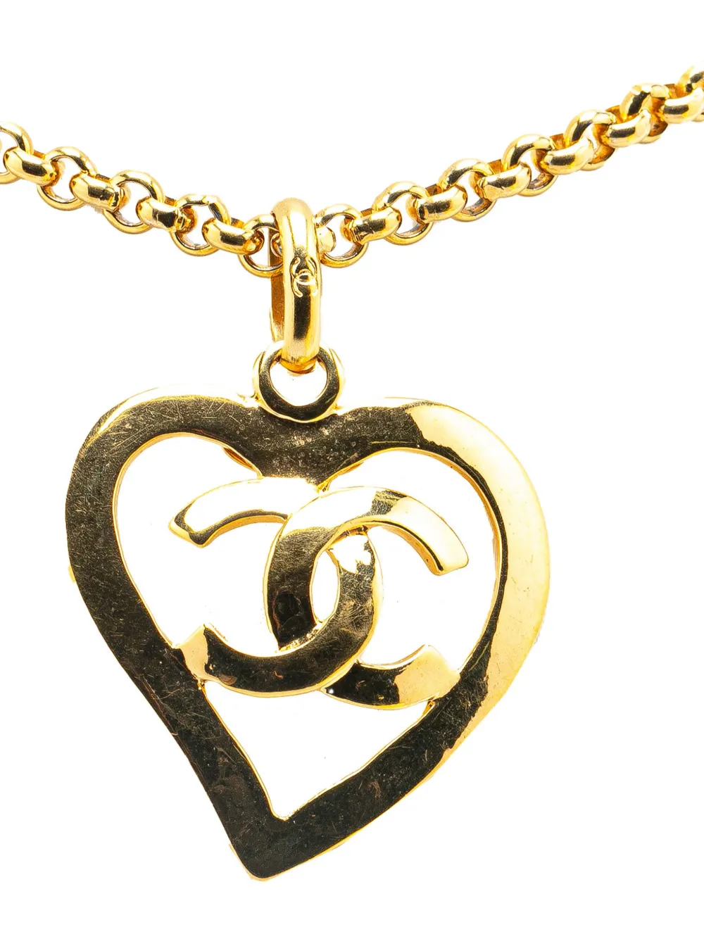 CHANEL Pre-Owned 1995 Gold Plated CC Heart Pendant Necklace costume necklace | Gold | Image 1