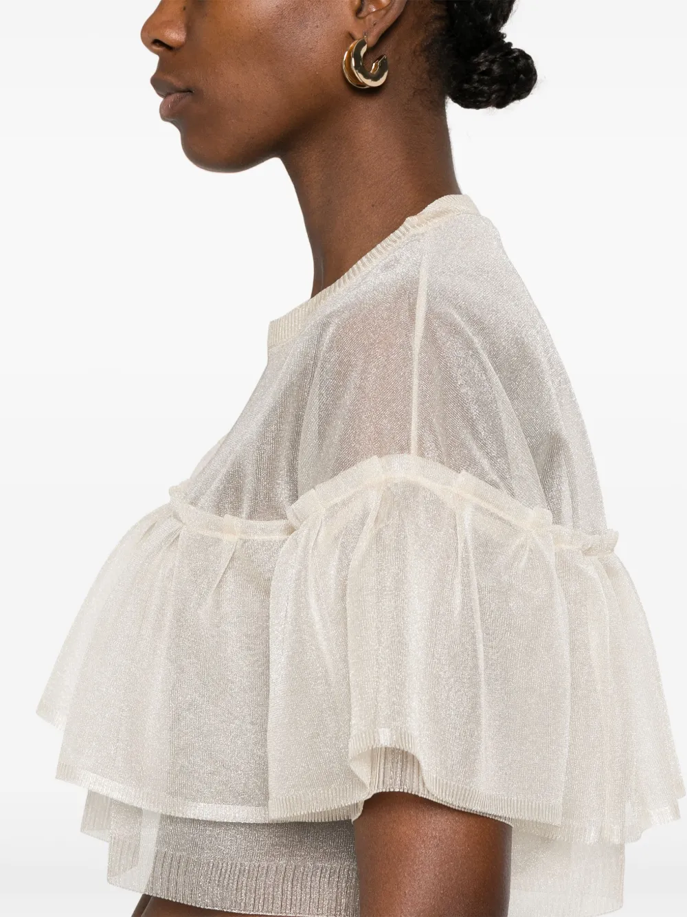 Shop Philosophy Di Lorenzo Serafini Crepe Crop Top In Nude