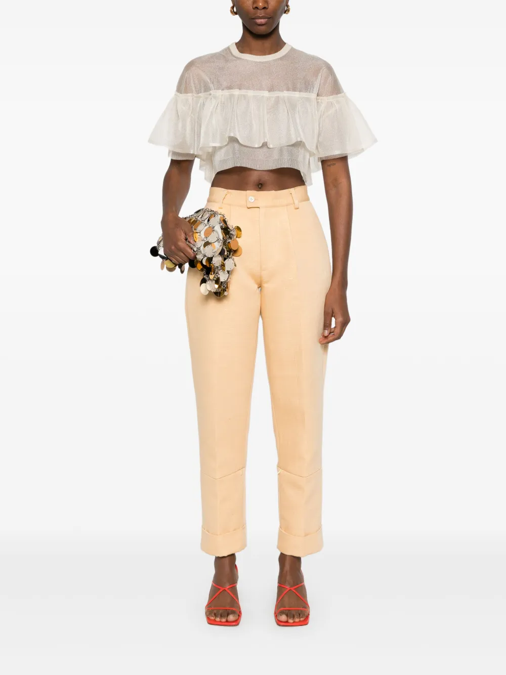 Shop Philosophy Di Lorenzo Serafini Crepe Crop Top In Nude