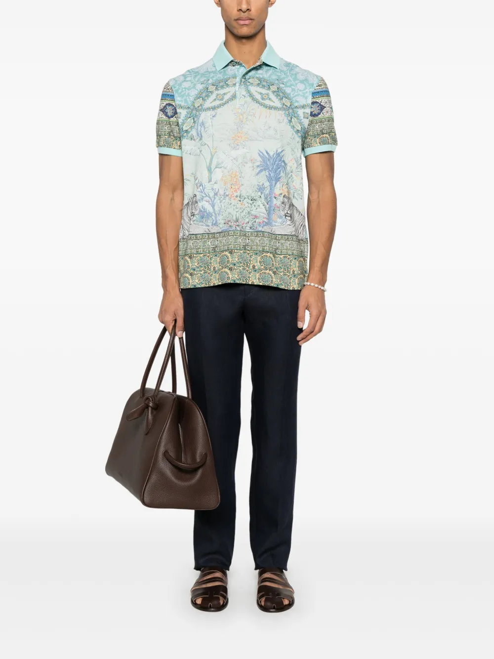 ETRO graphic-print polo shirt - Blauw