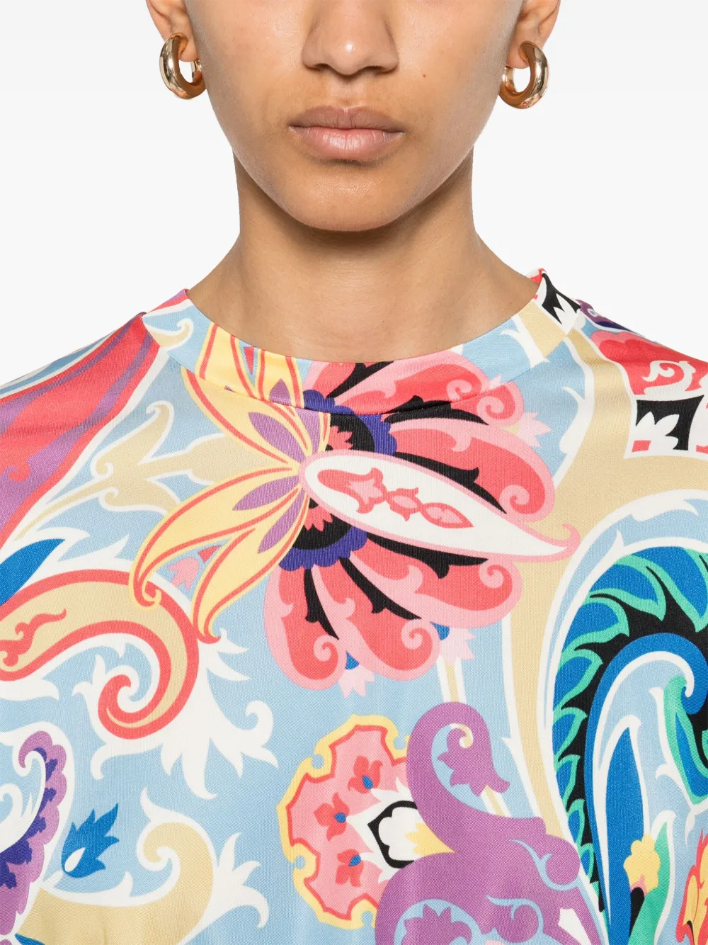 ETRO T-shirt met paisley-print Blauw