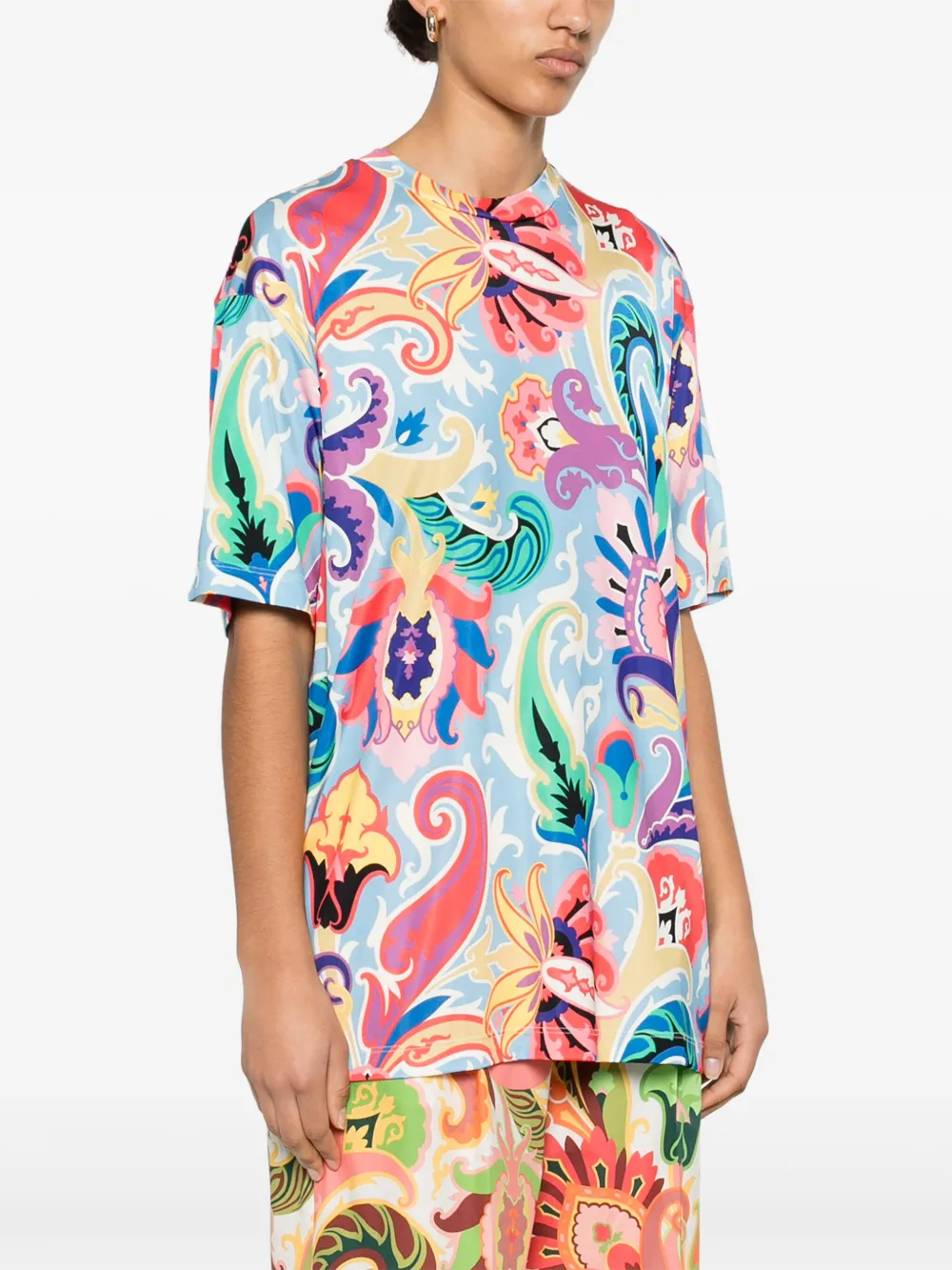 ETRO T-shirt met paisley-print Blauw