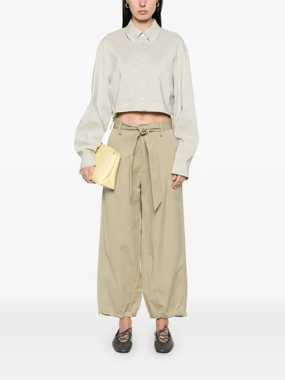 Alysi Broek met ceintuur - Beige