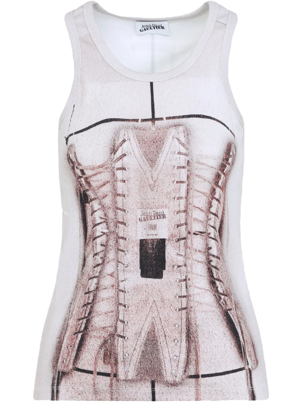 Jean Paul Gaultier Cage trompe l'œil printed top - Bianco