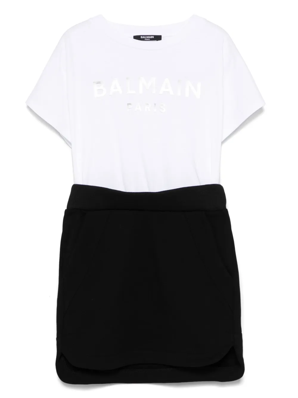 Balmain Kids Mini-jurk met logoprint Wit