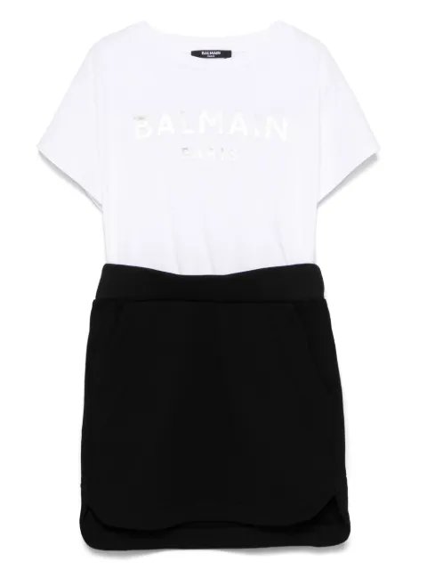 Balmain Kids vestido corto con logo estampado