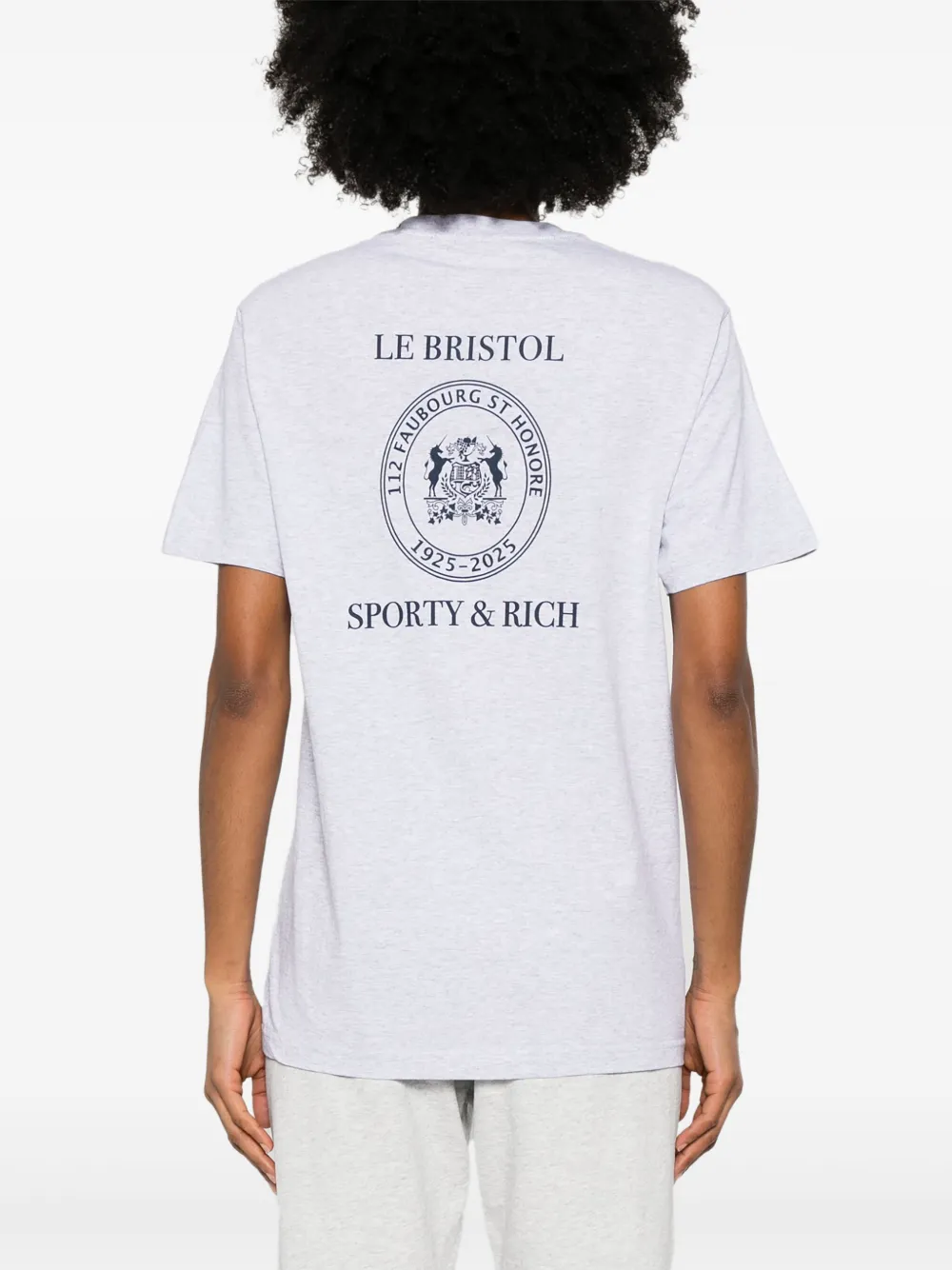 Shop Sporty And Rich X Le Bristol Paris Crest Seal 100th T-shirt In Grey