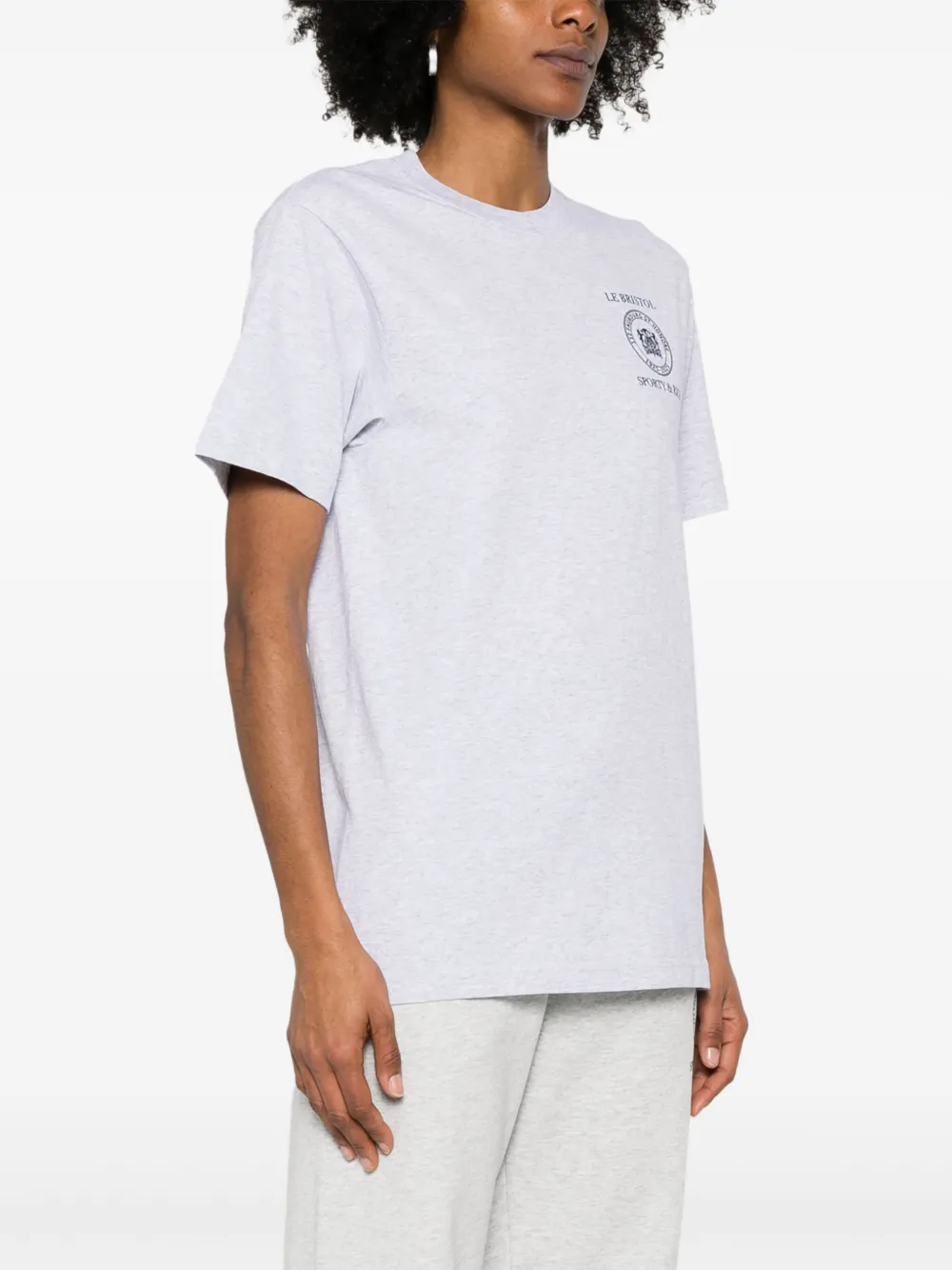 Shop Sporty And Rich X Le Bristol Paris Crest Seal 100th T-shirt In Grey