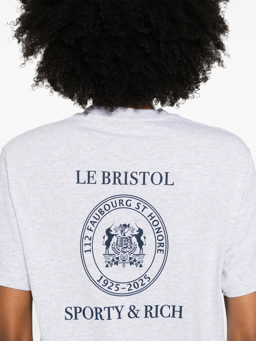 Shop Sporty And Rich X Le Bristol Paris Crest Seal 100th T-shirt In Grey