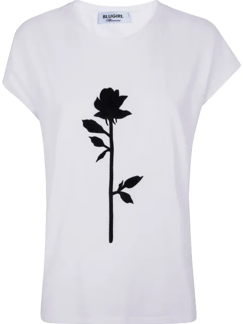 Blugirl rose-embroidery T-shirt 