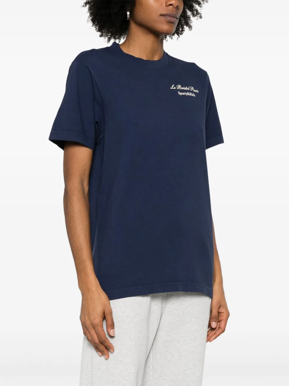 Sporty & Rich x Le Bristol Paris Faubourg T-shirt Blauw