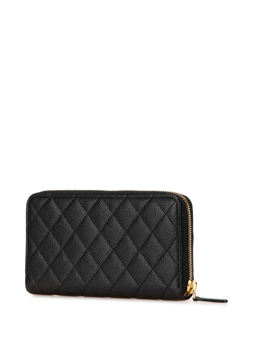 CHANEL Pre-Owned 2015-2016 CC Quilted Caviar Zip Around Wallet long wallets - Zwart