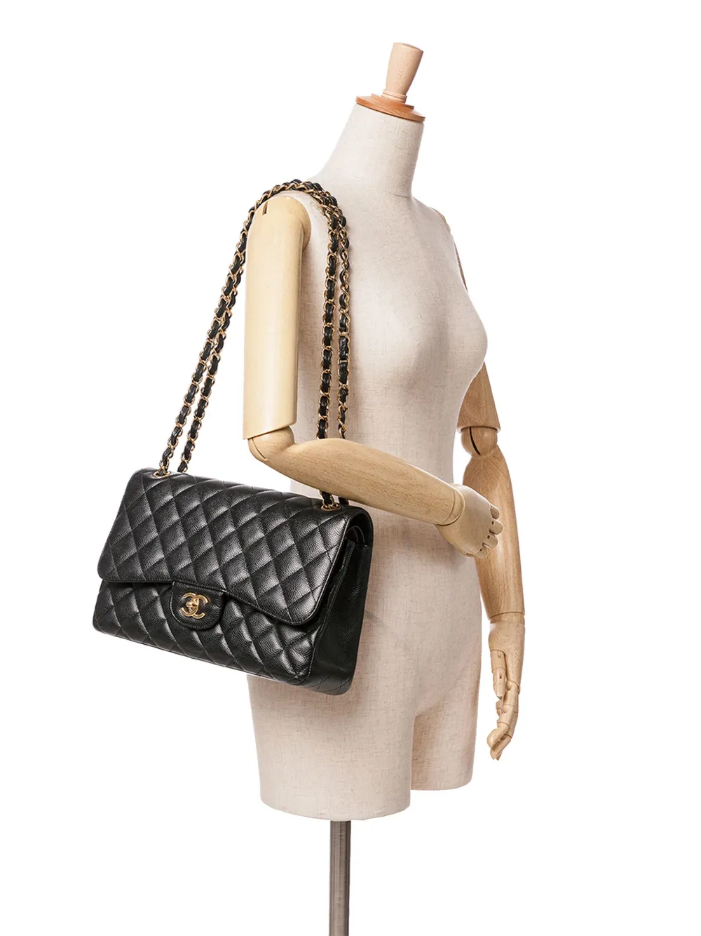 CHANEL Pre-Owned 2012 Jumbo Classic Caviar Double Flap shoulder bag - Zwart