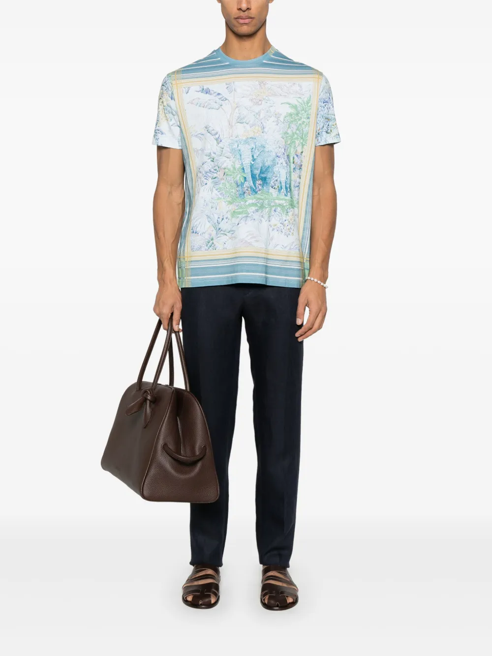 ETRO T-shirt met grafische print - Blauw