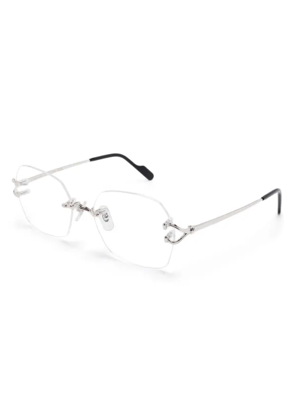 【関税込み】Cartier シルバー 'Signature C de Cartier' メガネ Cartier Eyewear Signature C De Cartier Glasses | Silver