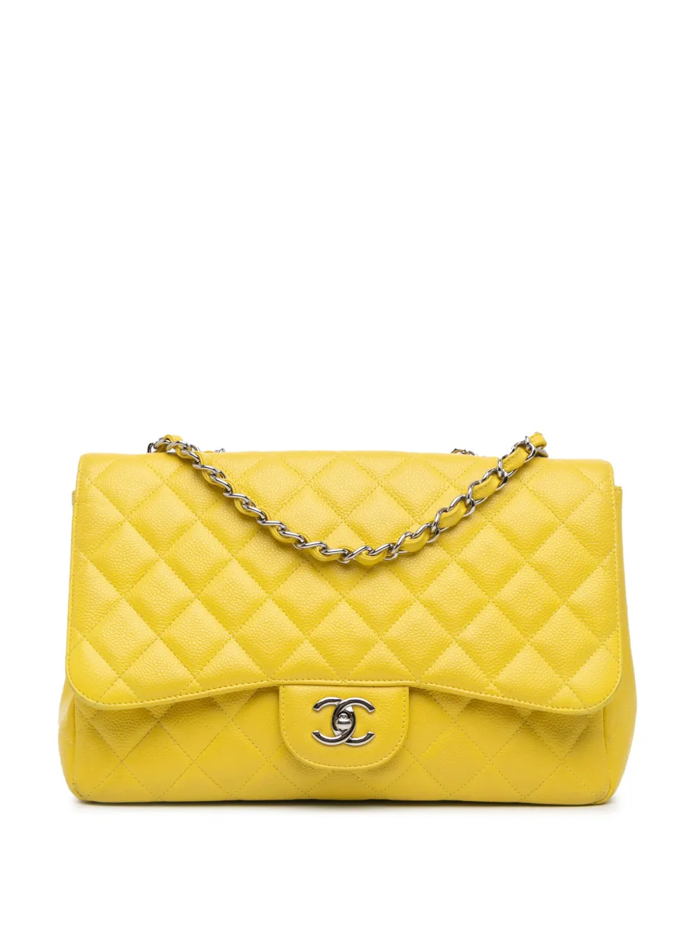 CHANEL Pre-Owned 2009-2010 Jumbo Classic Caviar Single Flap shoulder bag | Yellow | Image 1