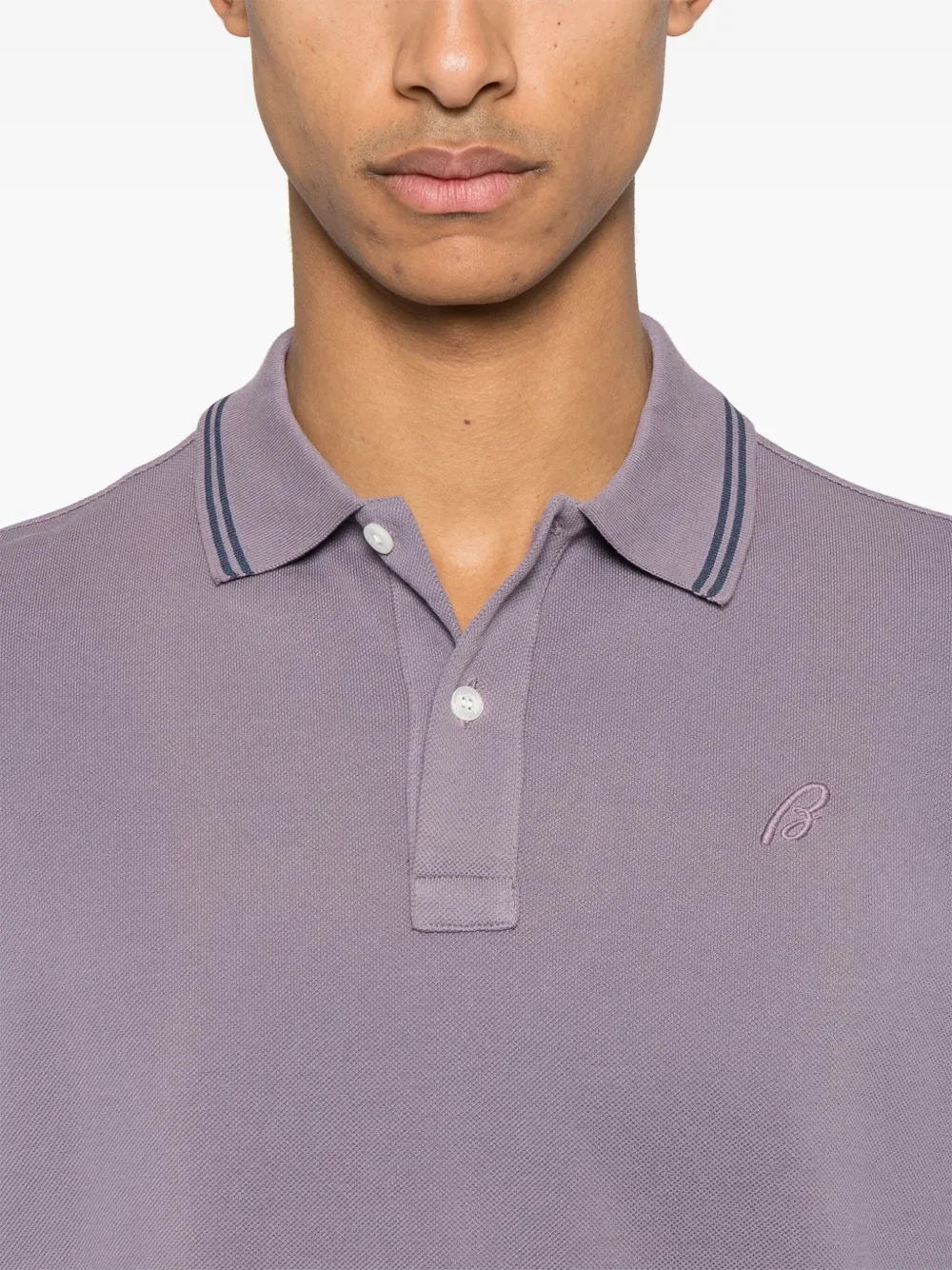 Brioni Poloshirt met geborduurd logo Paars