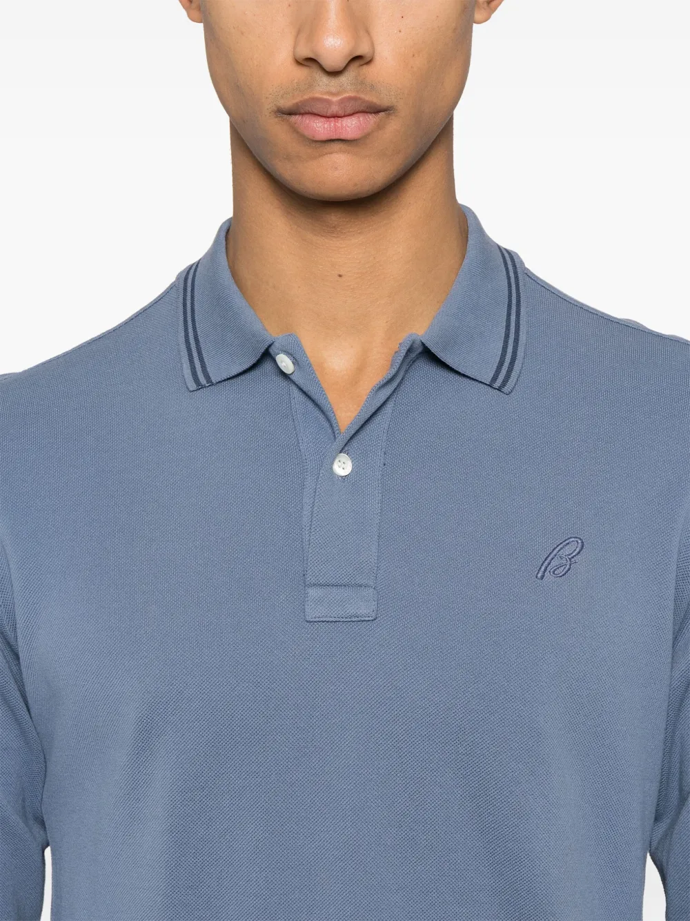 Brioni Poloshirt met geborduurd logo Blauw