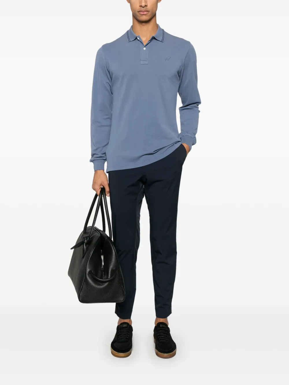 Brioni Poloshirt met geborduurd logo - Blauw