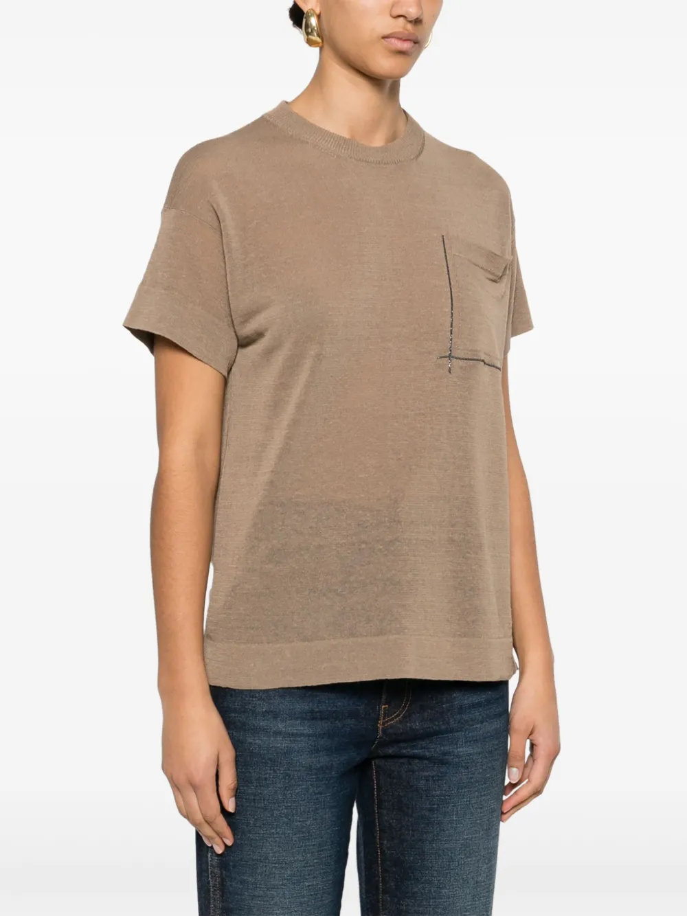 Brunello Cucinelli T-shirt met Monili-detail Bruin