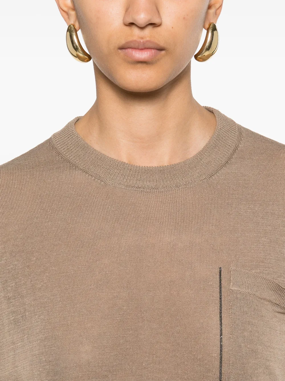 Brunello Cucinelli T-shirt met Monili-detail Bruin