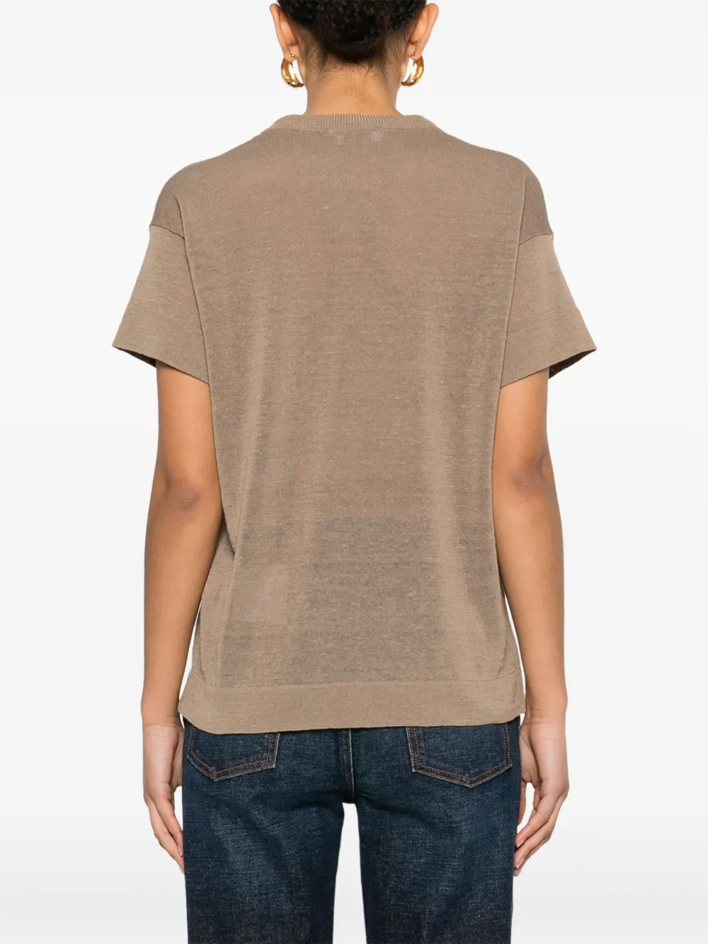 Brunello Cucinelli T-shirt met Monili-detail Bruin