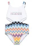 Missoni Kids zigzag-print swimsuit - White