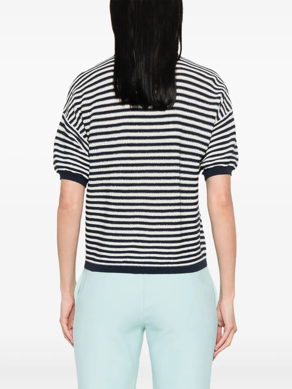 TWINSET Lurex gestreepte polotop Blauw