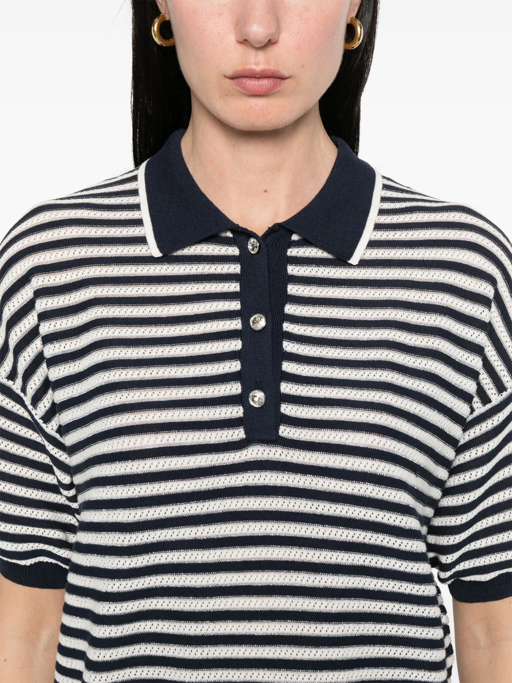 TWINSET Lurex gestreepte polotop Blauw