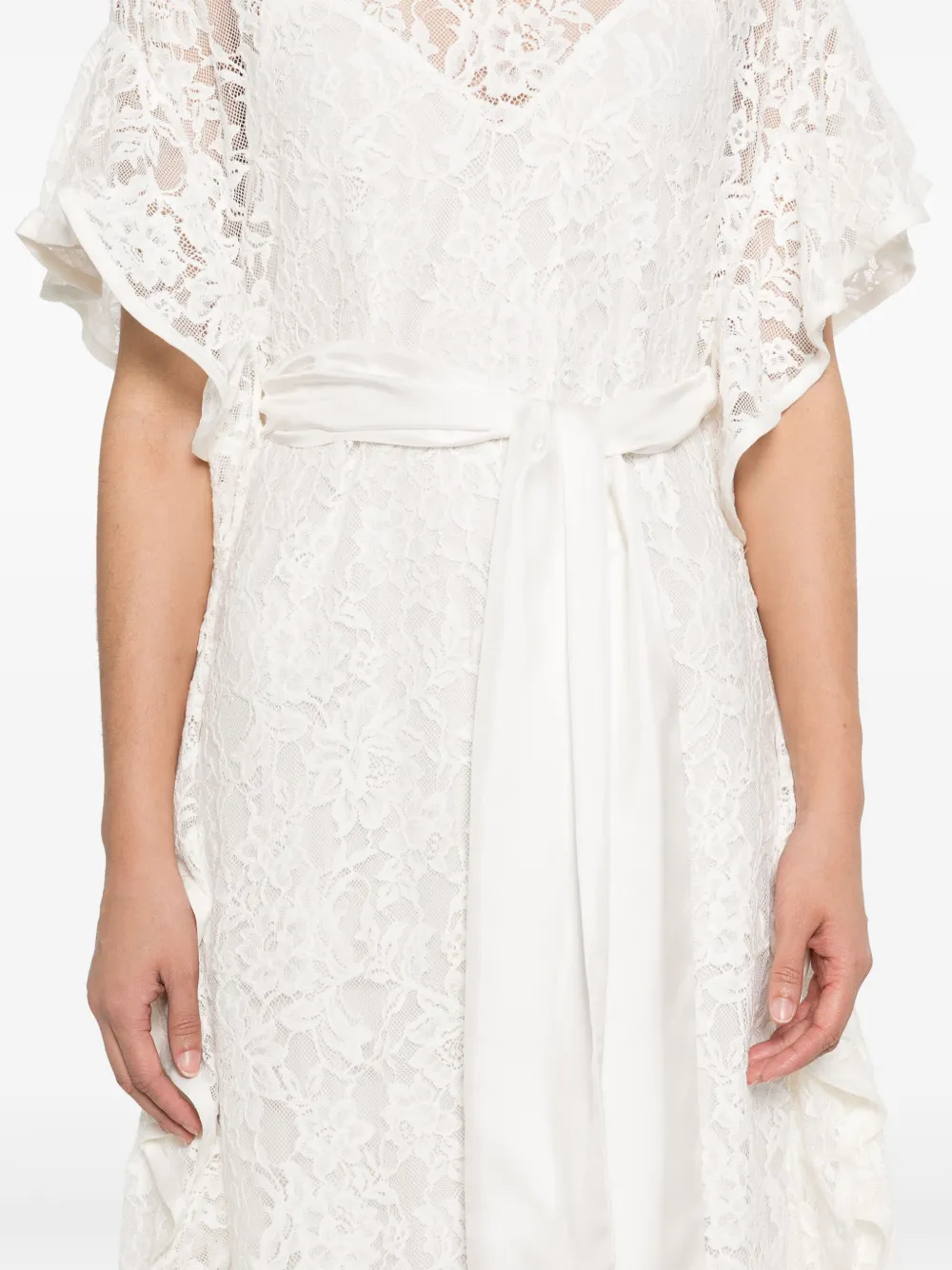 ZIMMERMANN Crush midi-jurk met kant Wit