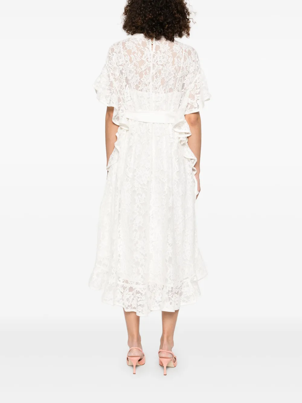 ZIMMERMANN Crush midi-jurk met kant Wit