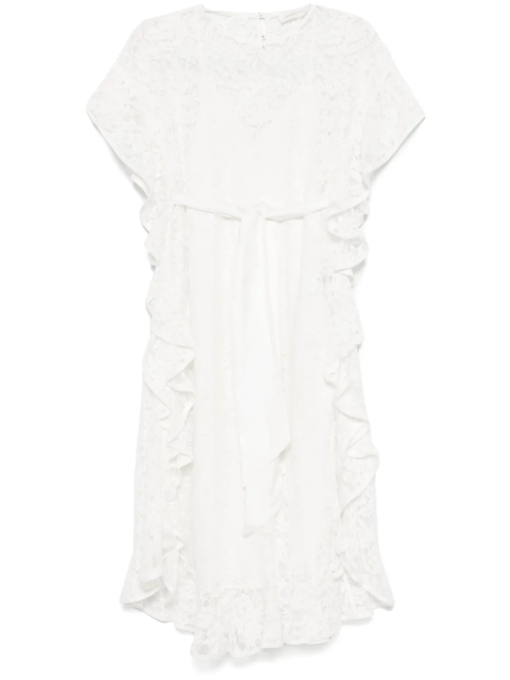 ZIMMERMANN Crush midi-jurk met kant Wit