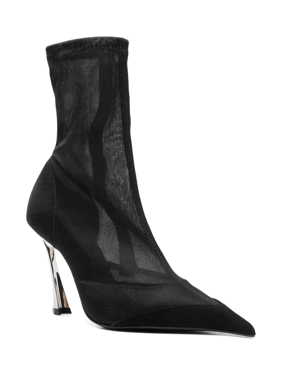 Mugler 95mm mesh ankle boots - Zwart