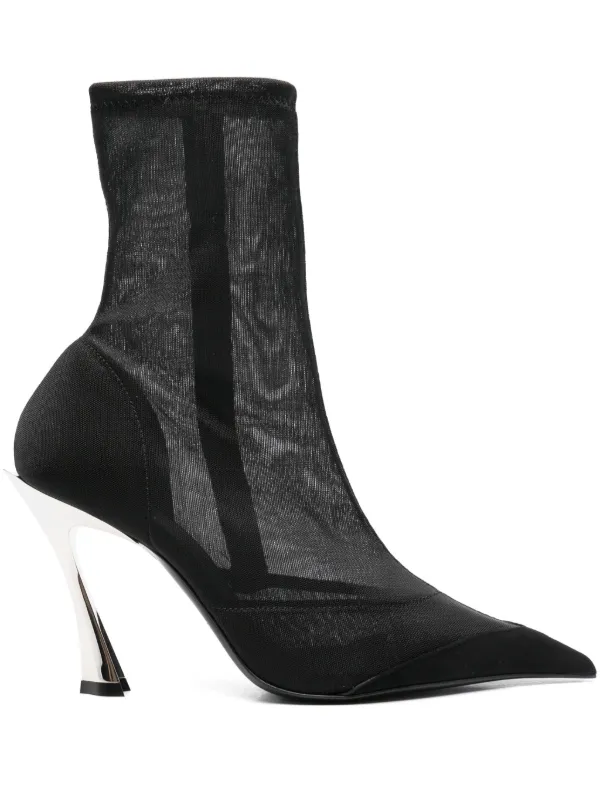 Mugler 95mm Mesh Ankle Boots in Black