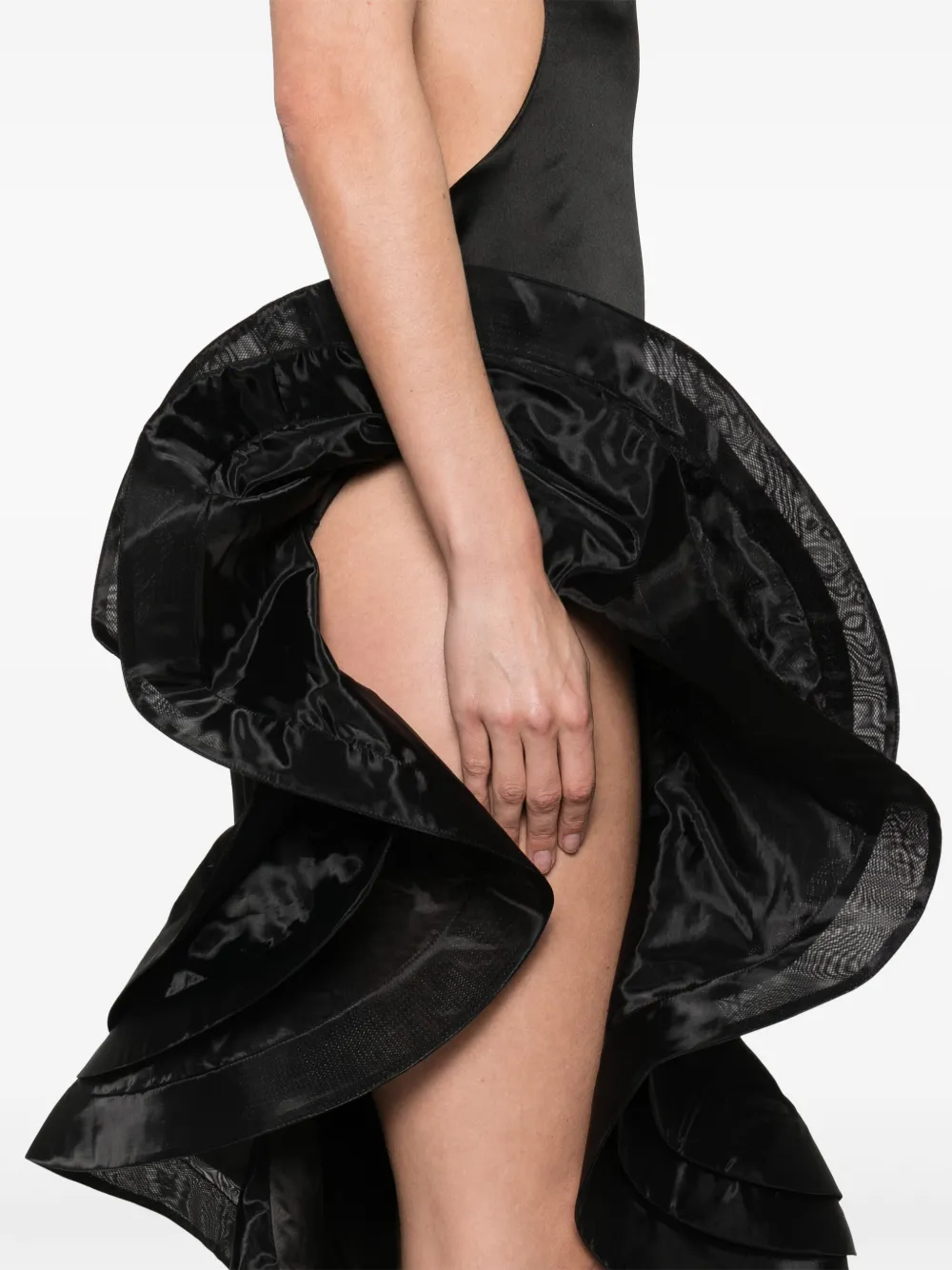 Retrofete Tulen maxi-jurk Zwart
