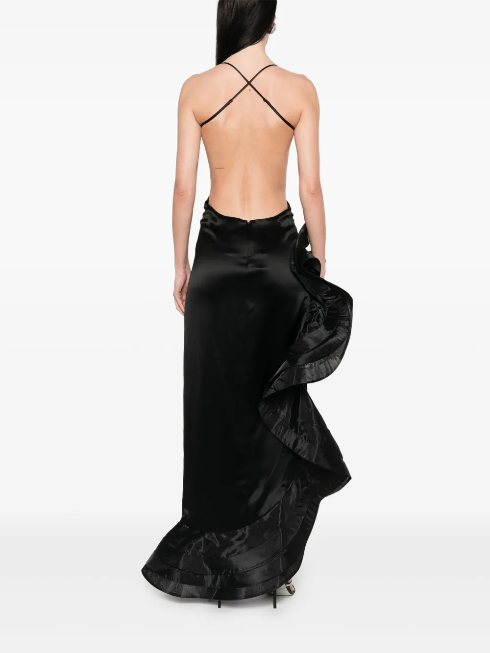 Retrofete Tulen maxi-jurk Zwart