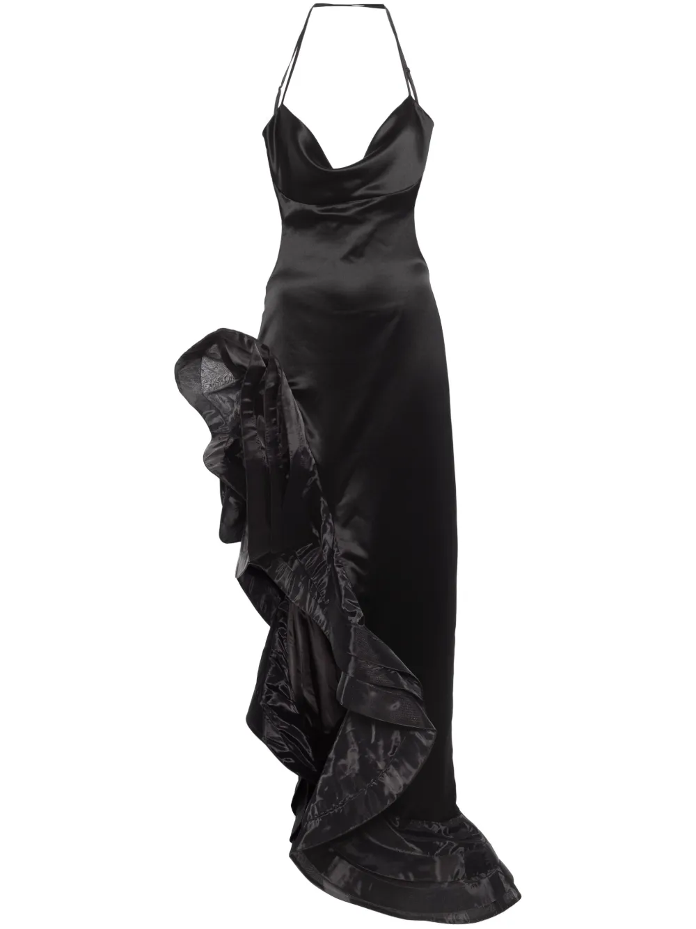 Retrofete Tulen maxi-jurk Zwart