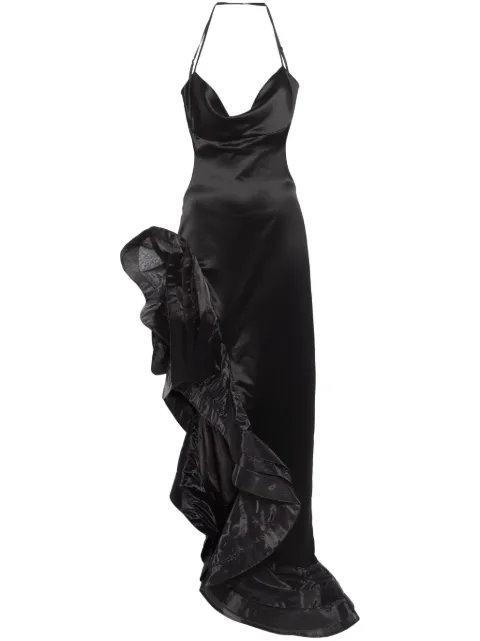 Retrofete floral-appliqué maxi dress