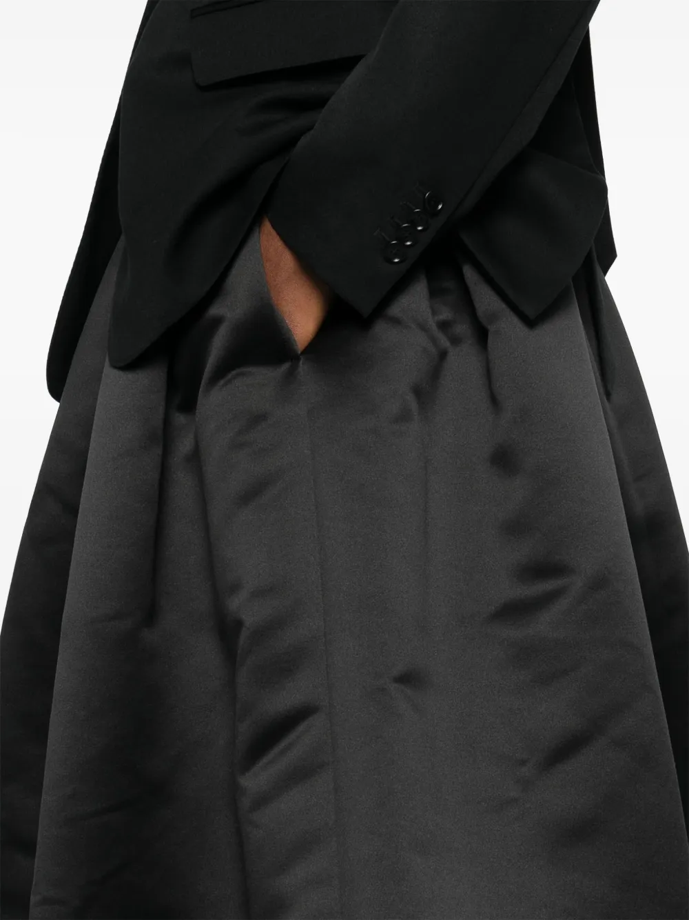 Shop Comme Des Garçons Satin Wide-leg Shorts In Black