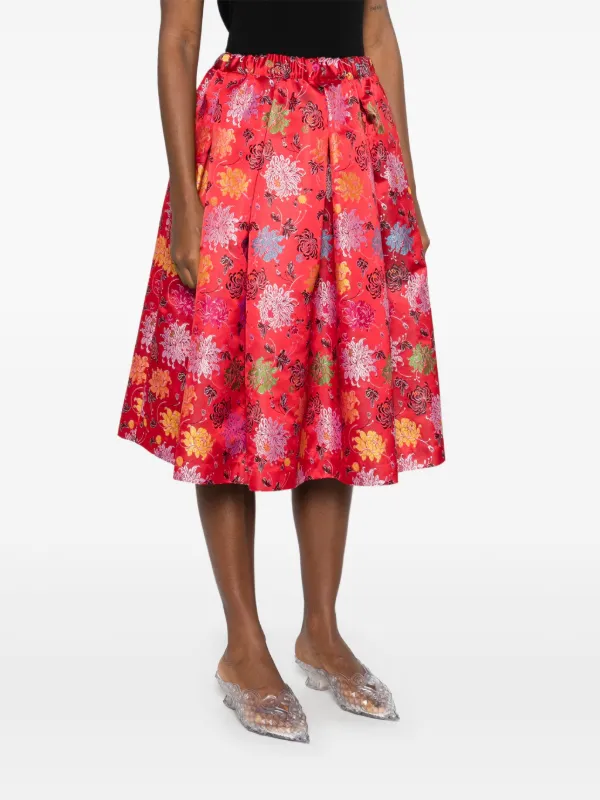 スカート AD1990 COMME des GARCONS FlareLong Skirt Comme Des Garçons floral-jacquard Midi Skirt | Red | FARFETCH
